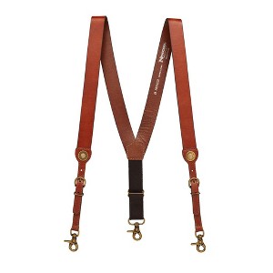 Suspender Store Men’s 1.25" All-Leather Galluses with 12-Gauge Shell Accent – Brown - 1 of 4
