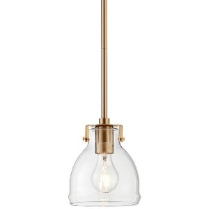 Possini Euro Design Soft Gold Mini Pendant 6" Wide Farmhouse Industrial Rustic Clear Glass Shade Fixture for Dining Room Living Foyer Kitchen Island - 1 of 4