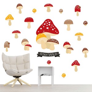 Big Dot of Happiness Wild Mushrooms - Peel and Stick Red Toadstool Room Decor Vinyl Wall Art Stickers - Wall Decals - Set of 20 - 1 of 4