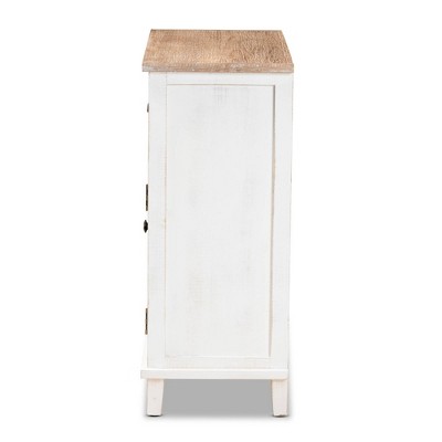 Glynn Two-Tone White and Oak Wood Storage Cabinet