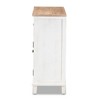Glynn Wood 2 Door Storage Cabinet White/Brown - Baxton Studio: No Assembly, Weathered Oak Finish, Metal Handles - 4 of 4