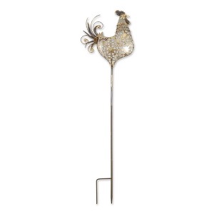 9.25" Iron Rooster Garden Stake Gold - Zingz & Thingz: Outdoor Decor, No Assembly Required - 1 of 4