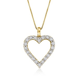 Ross-Simons 0.30 ct. t.w. Diamond Heart Pendant Necklace in 18kt Gold Over Sterling - 1 of 4