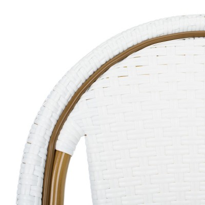 Salcha Coastal White & Light Brown PE Wicker Bistro Side Chair, Set of 2