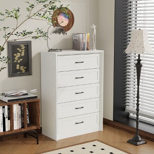 Famapy Dresser 5-Drawer Chest,Stable Base,Anti-Tip Hardware,Easy Clean,Tall Storage Cabinet,Side Tatble,Bedroom & Closet Home office Organizer - 1 of 4