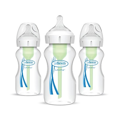 Dr. Brown's Natural Flow Wide-Neck Baby Bottle, 8 oz, 3 Ct, 0/Fl