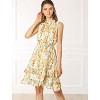 Allegra K Women's Regular Fit Floral A-line Smocked Waist Tiered Ruffled Chiffon Mini Dress - 4 of 4