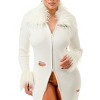 Slickblue Women's Long Faux Fur Maxi Coat, Collared and Cuffed Style with Stretch, White Outerwear, Size S-L - 4 of 4