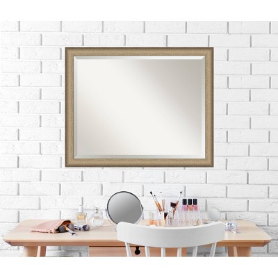 Elegant Brushed Bronze Narrow Framed Rectangular Vanity Mirror