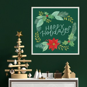 Amanti Art 22"x22" Holly and Pine II Holidays by Jenaya Jackson Framed Canvas Wall Art Print - 1 of 4