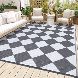 Outdoor Rug 9'x12' Waterproof Patio Rug, Reversible Lightweight Plastic Carpet for Deck Balcony Porch Decor - 1 of 4