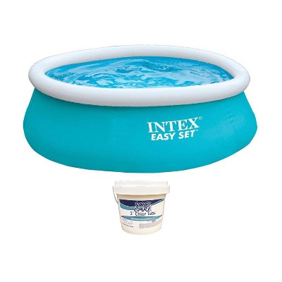 Intex 6ft x 20in Easy Set Inflatable Portable Outdoor Kids Swimming Pool and 3 Inch Chlorine Tabs, 25 lbs (No Filter Pump Included)