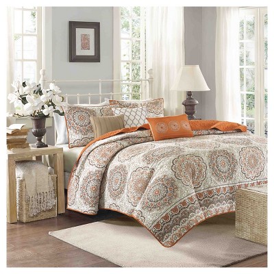 Full Blue Microfiber Reversible Quilt Set with Throw Pillows