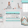 Bacati - Jungle Safari Aqua Orange Gray 6 pc Cotton Crib Bedding Set with Long Rail Guard Cover - 4 of 4