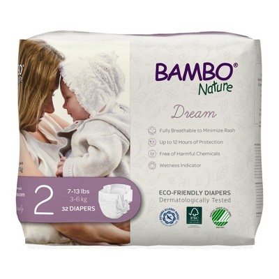 Image of Bambo Nature Dream Disposable Diapers, Eco-Friendly, Size 2, 32 Count, 1 Pack