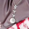 Slickblue Delicate Butterfly Pearl Pendant with Marquise CZ Wings, Rhodium-Plated, 16" Chain - 2 of 3