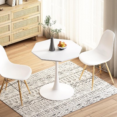 31.5" Mid-Century Modern Tulip Dining Table, Round Pedestal Table for 2-4, Small Kitchen or Coffee Table, Metal Base