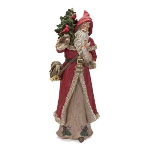 Rustic Stone Santa Figurine with Cardinal Bird and Animals - 1 of 2