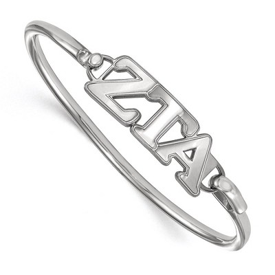 Black Bow Jewelry Sterling Silver Zeta Tau Alpha Greek Life Bangle Bracelet 7 Inch