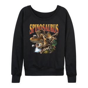 Women's - Jurassic World: Rebirth - Spinosaurus Lightweight French Terry Wide Neck Long Sleeve Shirt - 1 of 4