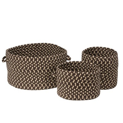 Colonial Mills Early Years Braided Toy Storage 3-Piece Basket Set, 10"x10"x10"/12"x12"x8"/16"x16"x10", Beige Brown, 3 Count
