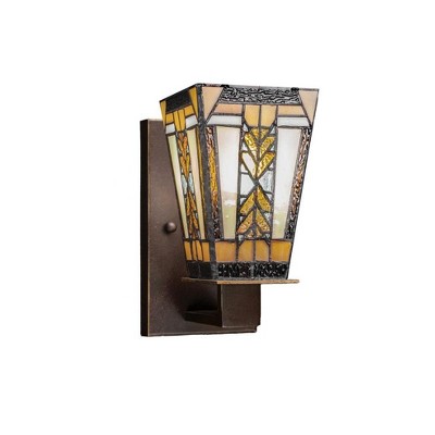 Toltec Lighting Apollo 1 - Light Sconce in  Dark Granite with 5" Square Santa Cruz Art Glass Shade