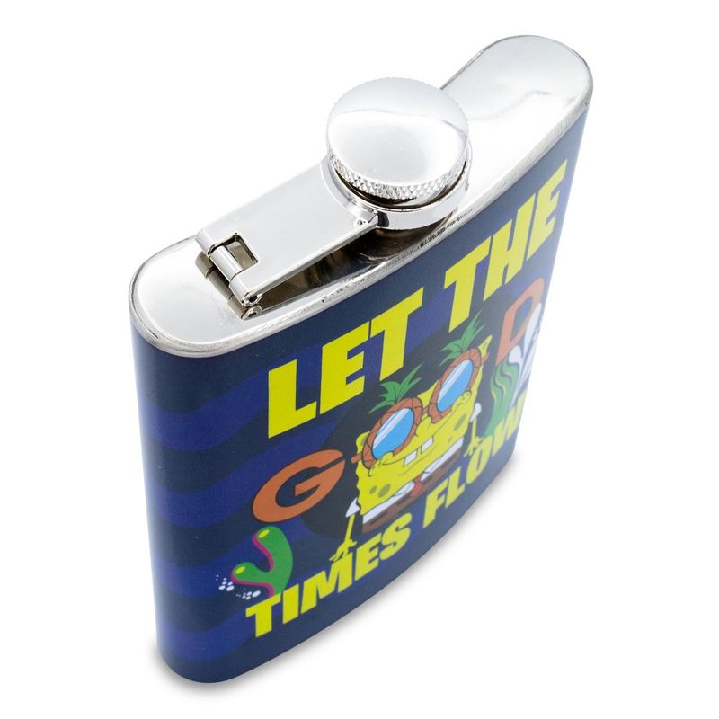 Silver Buffalo SpongeBob SquarePants "Mister Good Times" Stainless Steel Flask | Holds 7 Ounces, 3 of 7