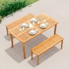 Tangkula 63" Outdoor Dining Table w/ Umbrella Hole Slatted Tabletop for Backyard - 2 of 4