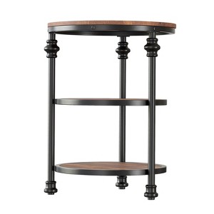 Three-tiered round side table, perfect for decorating compact living rooms. Features metal legs, suitable for bedrooms and living rooms. - 1 of 4