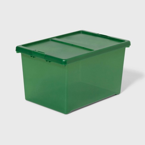 Large Latching Clear Ornament Storage Box Green Lid - Brightroom™ : Target