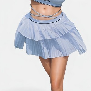 Anna-Kaci Active Women's Athletic Pleated Mini Skirt with Double Layer Mesh Design and Contrast Waistband - 1 of 4