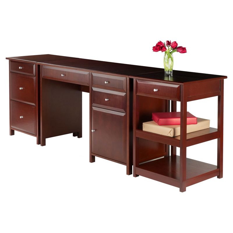 3pc Delta Set Home Office Group Walnut - Winsome, 4 of 5