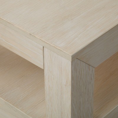White Sand Wirebrush Rectangular Wood Coffee Table with Storage Shelf