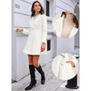 Allegra K Women's Elegant Notched Collar Single Belted Winter Long Coat - 2 of 4