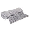 HomeRoots 50" X 60" Gray Woven Cotton Herringbone Throw Blanket with Fringe - 4 of 4
