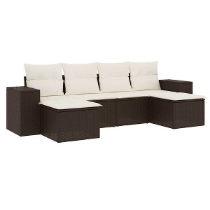 vidaXL Garden Sofa Set Brown PE Rattan 6 Piece Set Modular - 1 of 4