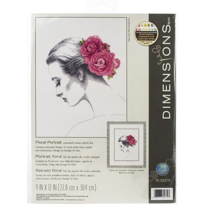 Dimensions Counted Cross Stitch Kit 9"X12"-Floral Portrait (14 Count)