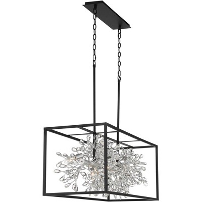 Carrine Contemporary Black Crystal 46" Linear Pendant Chandelier