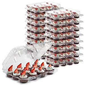 Stock Your Home Disposable Clear Plastic Mini Cupcake Containers (40 Pack) - 1 of 3