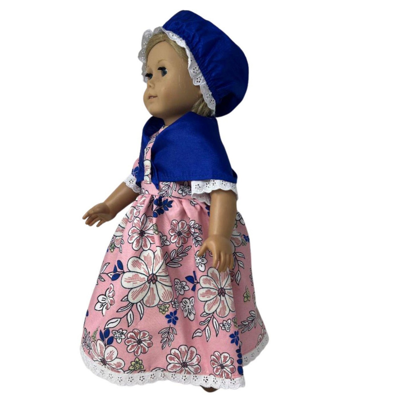 Детские аксессуары для кукол Doll Clothes Superstore Pink Floral Colonial Dress with Shawl and Bonnet for 18 Inch Girl Dolls, цвет: Розовый — фото 3