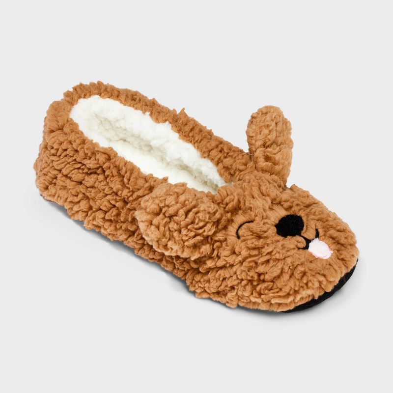 Kids' Goldendoodle Slipper Socks - Cat & Jack™ Tan, 1 of 5