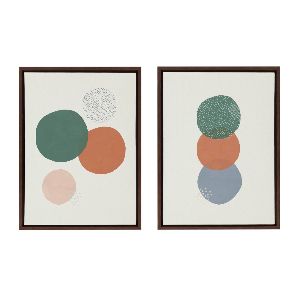 Photos - Other Decoration  18" x 24" Sylvie Abstract Soft Circles Part 1 and 2 Framed Canvas Set Brown - Kate & Laurel All Things Decor(Set of 2)