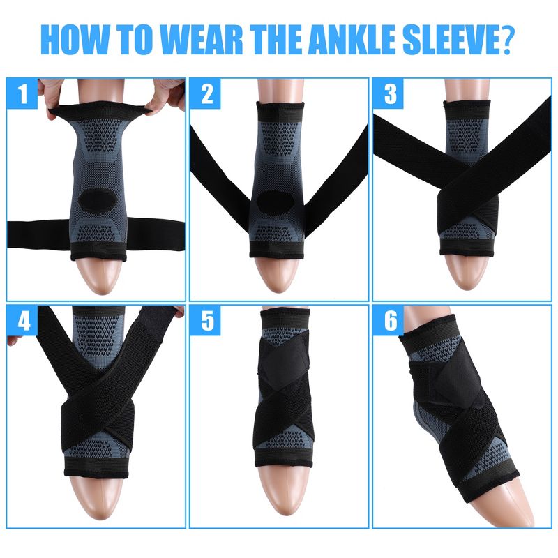 Unique Bargains Ankle Brace Achilles Tendon Wrap Support Adjustable Ankle Compression Sleeve Socks 1 Pair, 2 of 5