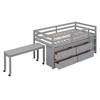 TIRAMISUBEST Twin/Full Size Loft Bed with Retractable Writing Desk and 4 Drawers, Wooden Loft Bedframe with Lateral Portable Desk and Shelves - 3 of 4