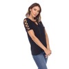 Women's Keyhole Neck Cutout Short Sleeve Top - White Mark - 2 of 4