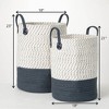 Sullivans Indigo & White Canvas Baskets Set of 2, 18"H & 18"H Gray - 4 of 4