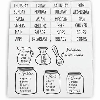 Modern Recipe Cards (Set of 60) - 4x6” Double Sided Premium Thick Card  Stock w/Bonus Measuring Chart and PVC Card Protector (4 x 6 inches)