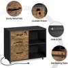 Yaheetech 3-Drawer Vintage File Cabinet with Socket and USB Charging Port Black/Rustic Brown - 4 of 4