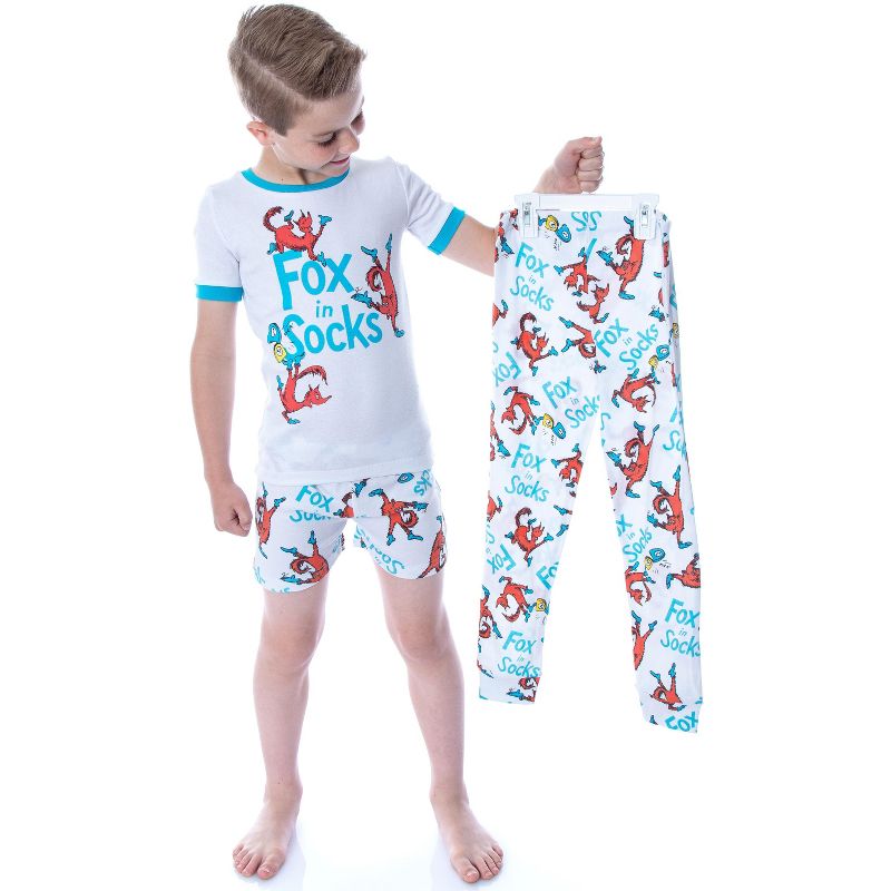 Dr. Seuss Unisex Kids Fox In Socks Shirt Shorts and Pants 3 Piece Pajama Set, 5 of 6