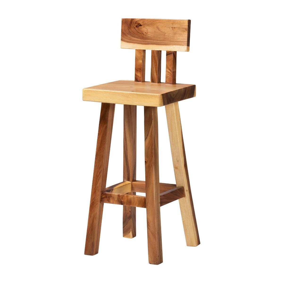 bali & pari Luli Suar Wood Bar Stool Natural Brown - thumbnail 9
